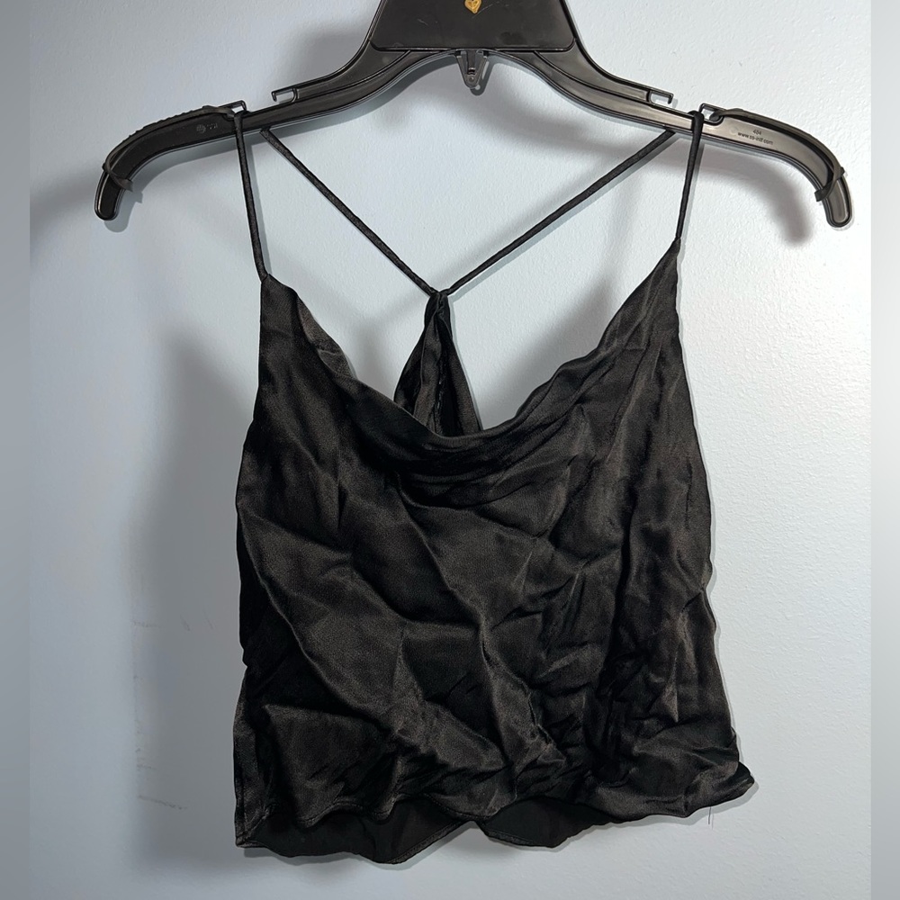 Zara Backless Silky Black Tank Top